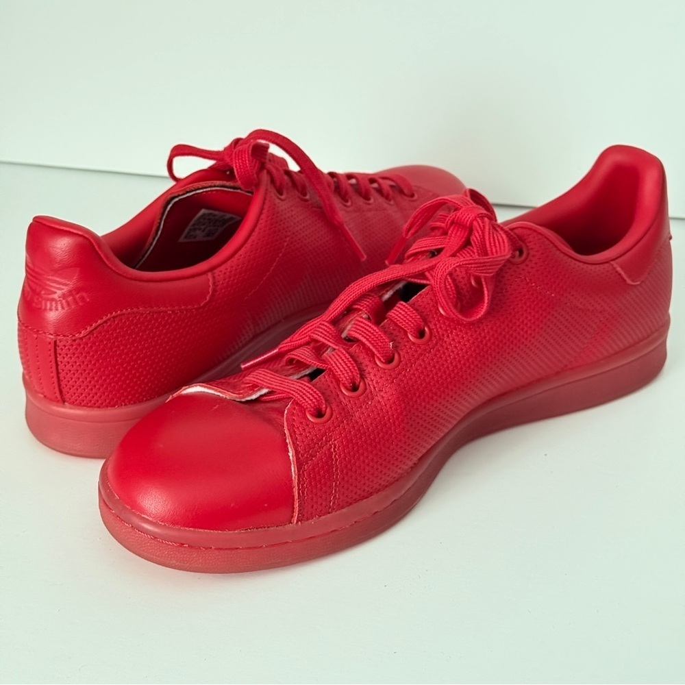Adidas Stan Smith ART S80248 Scarlett Red Leather Embossed Sneakers Size 10.5 - Picture 3 of 11